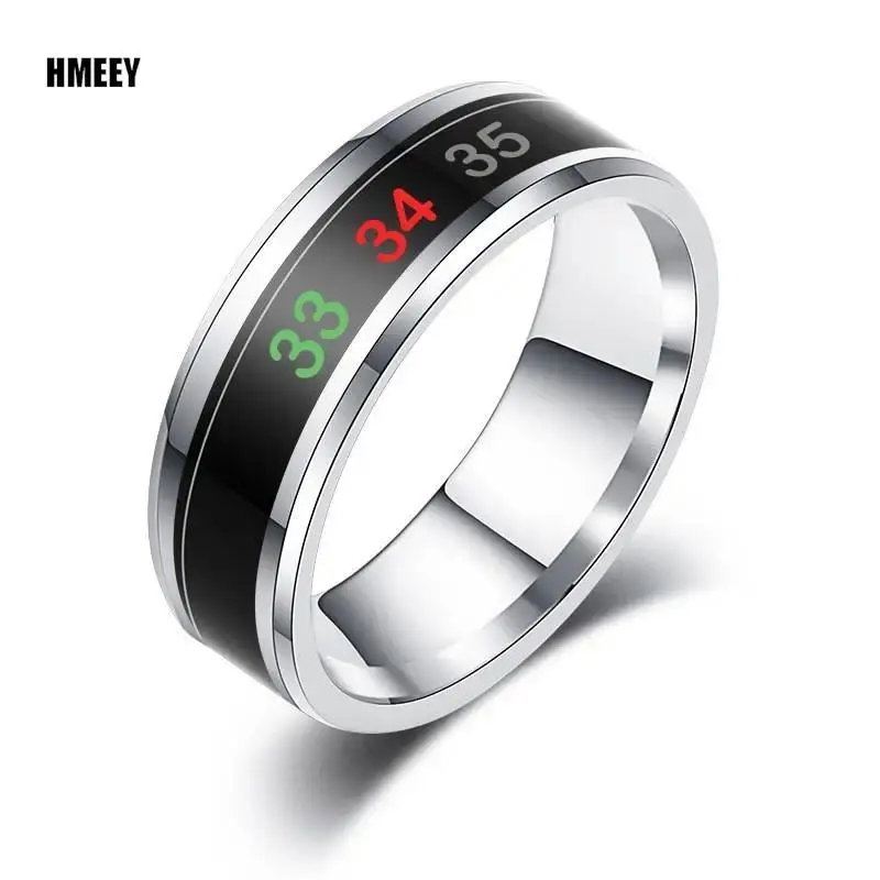 Smart Stainless Steel Multifunctional Ring For Couples Mood Changes Color From Waterproof Body Temperature Measuring Ring