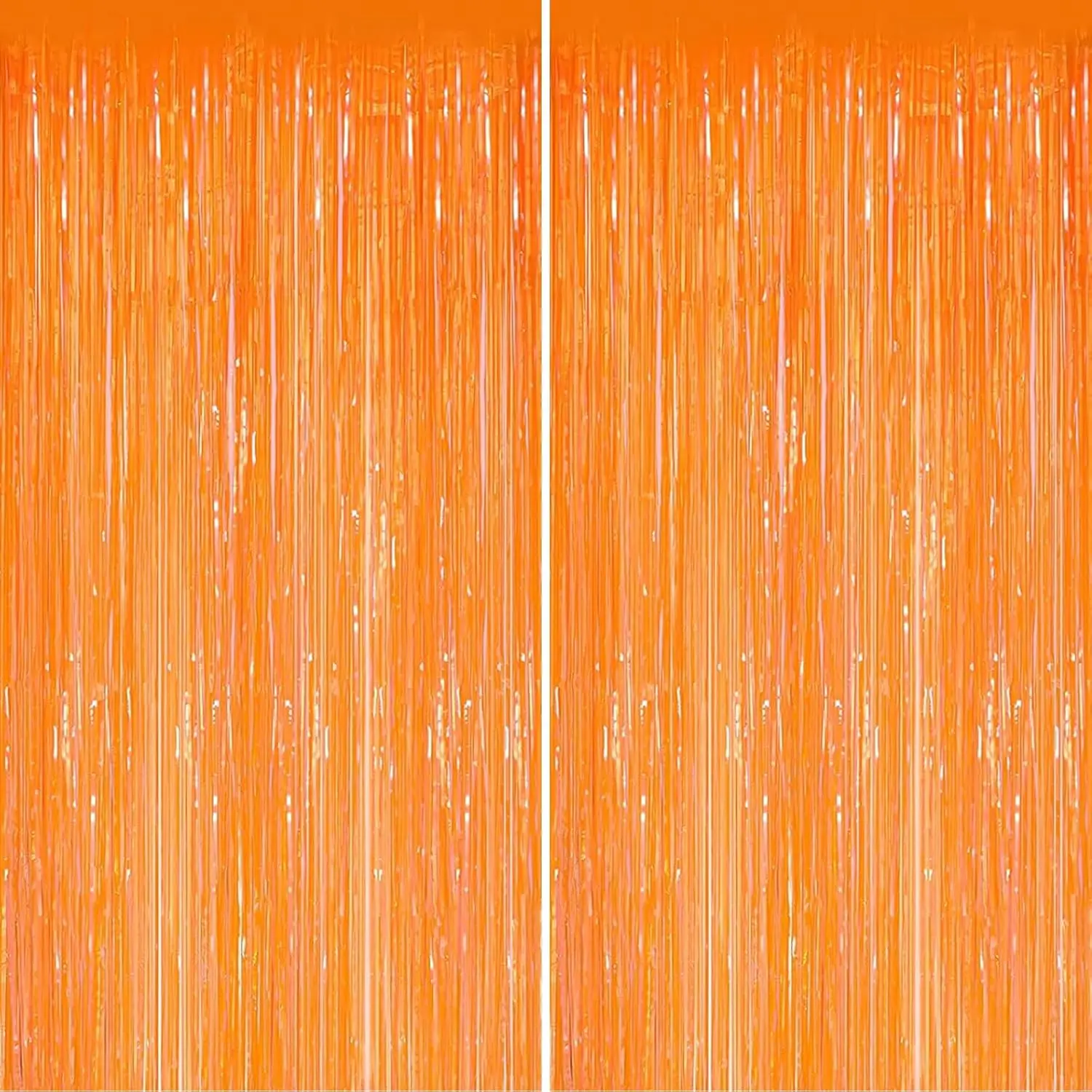 Valentines Day 2 Pack 3.3 * 8.3 ft Foil Curtain Metallic Tinsel Fringe Curtains Photo Booth Props Backdrop for Birthday Wedding Engagement  Christmas Holiday Celebration Party, Macaron Orange
