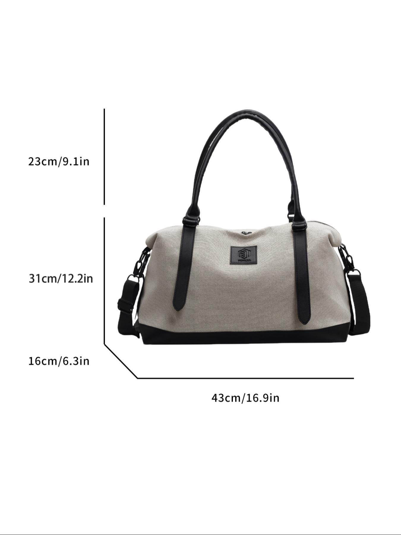 Patched Decor Colorblock Travel Bag, Large Capacity Zipper Travel Bag, Fashionable Multifunctional Casual Outdoor Sports Bag for Women & Men