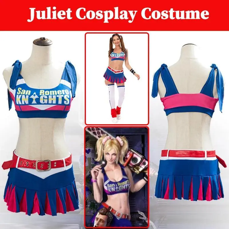 Juliet Starling Cosplay Lollipops Costume Game Chainsaw Outfits Women Roleplay Sexy Dress Headgear Full Set Halloween Party Suit