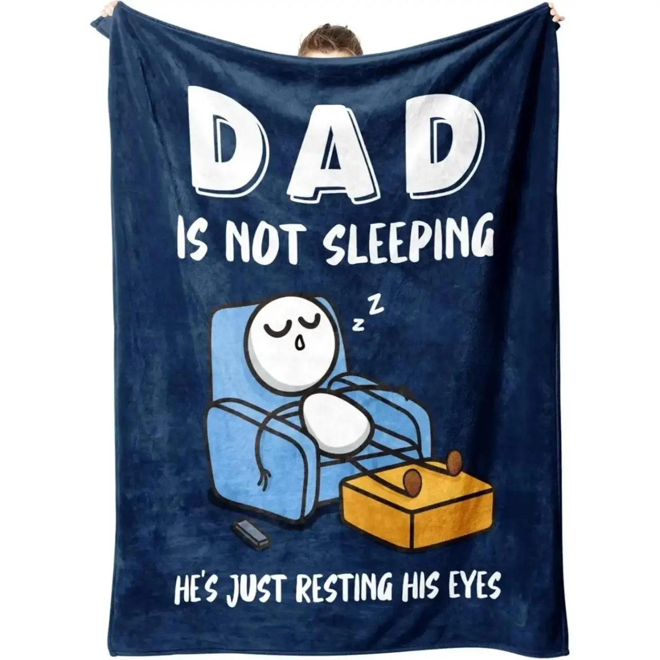 "Dad Is Not Sleeping" Funny Graphic Polyester Flannel Throw Blanket, Soft Cozy Plush Lightweight, Wrinkle Resistant & Durable, Living Room Decor for Dad’s Sofa, Garden Use, Father’s Day Birthday Gift for Men