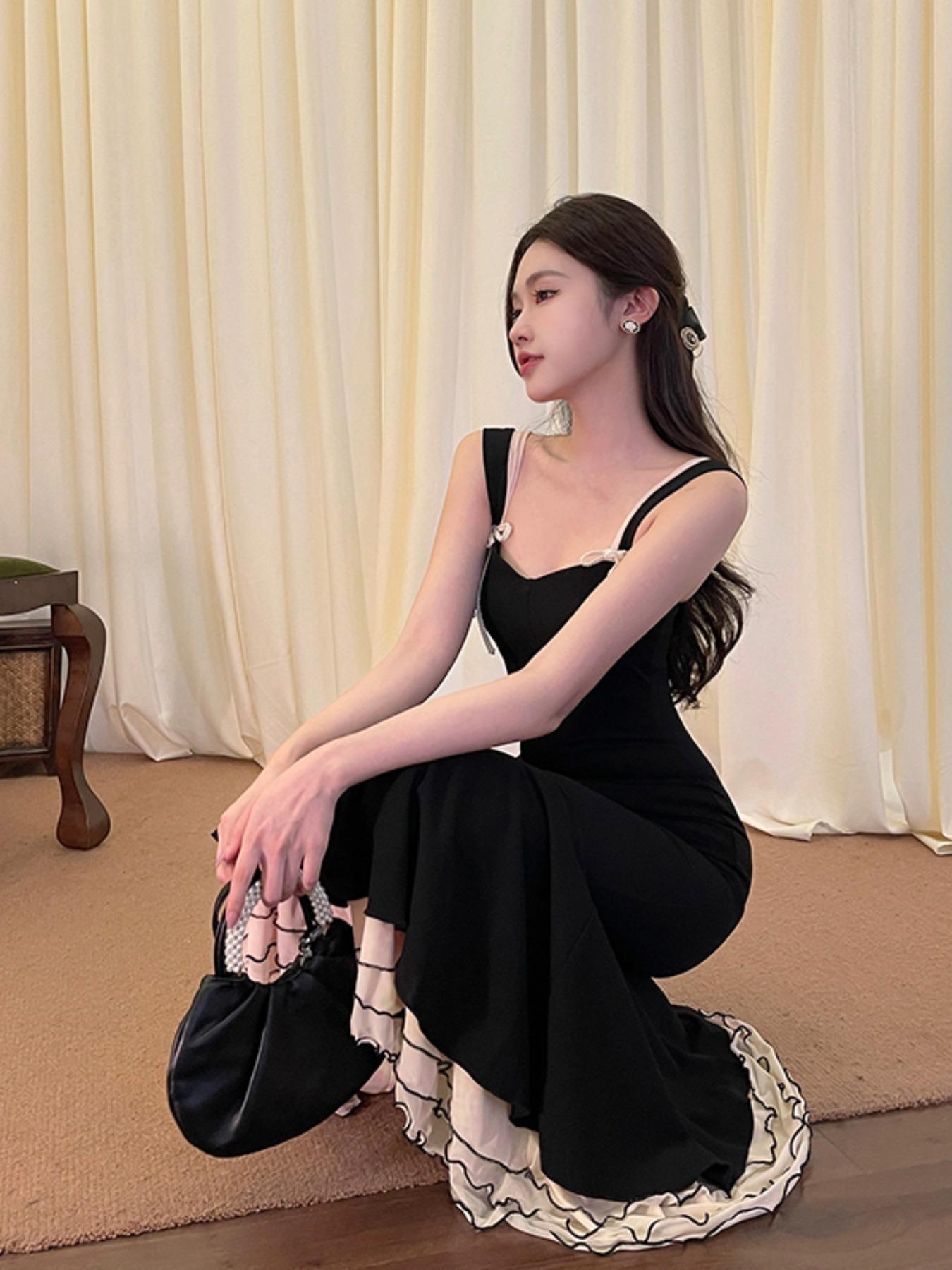 Women's Colorblock Zipper Back Dress, Elegant Sleeveless Formal Dress for Easter Party Wedding Guest Gown, Ladies Summer Clothes, Elegant Dresses