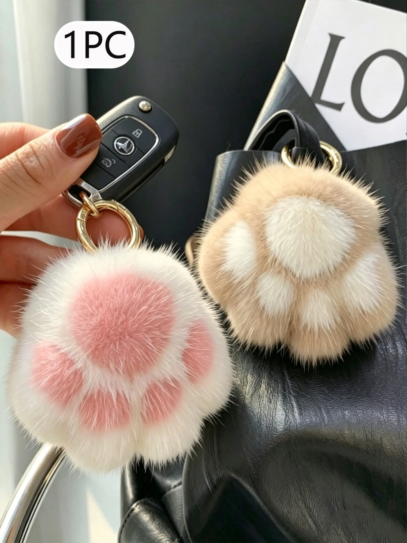 Adorable Plush Paw Keychain, 3 Color Options, Creative Car Key Holder, Couple Key Pendant, Bag Charm, Surprise Gift