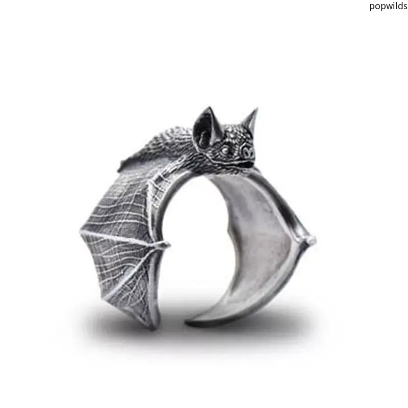 Gothic Punk Metal Bat Ring for Men, Retro Style Index Finger Jewelry, Cool Statement Hand Accessory for Daily & Party Wear, Men's Accessories