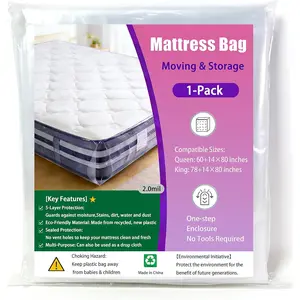 Mattress Bag for Moving Storage and Disposal,for  and  Size,Plastic Mattress Bags,Moving Supplies ,-Resistant,2.0Mil,1 Pack