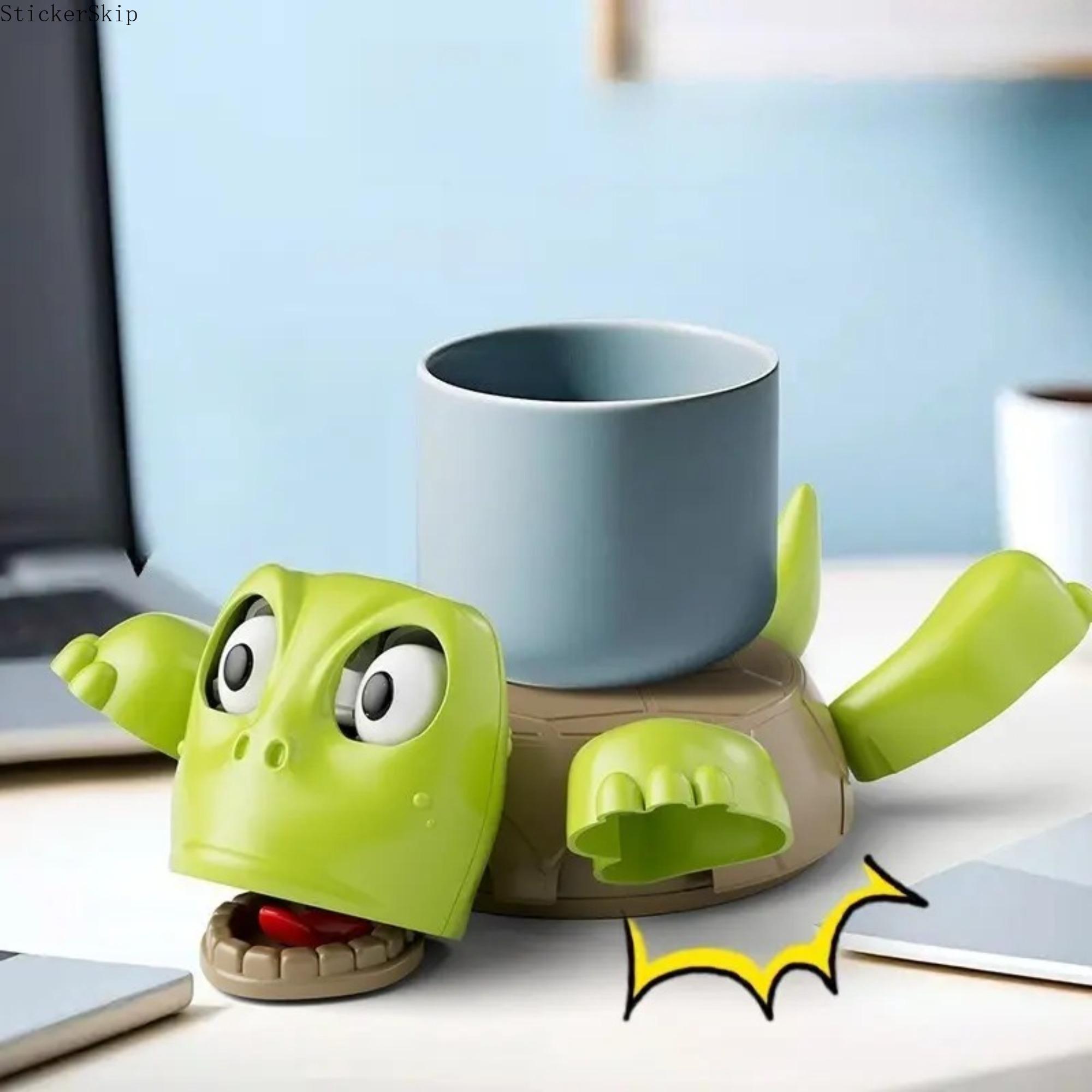 2026 Funny Turtle Coaster Desk Toy – Press Me Cute Turtle Cup Holder, Stress Relief Fidget Desk Decor for Office & Home, Creative Novelty Gift for Coworkers, Friends & Coffee Table Setup