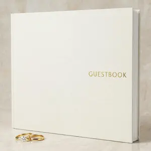 Beautiful Linen Wedding Guest Book for Your Wedding Reception - Simply Elegant Guestbook to Sign in and Add Polaroid Photos - The Perfect Baby Shower Guest Book and Addition to Your Big Day