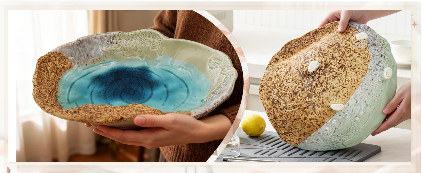 Fruit Bowl,12" Decorative Bowl,Ceramic Christmas Bowl,Jewelry and Key Holder for Modern Farmhouse Décor,Room Decor,Entryway Decor Bowls