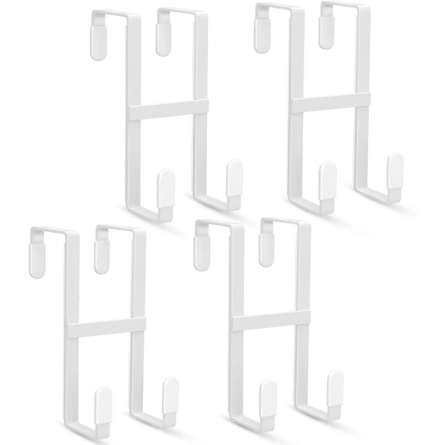 4 Packs Over The Door Hooks, Double Sided Door Hanger Hook - Heavy Duty No Drill Wall Hooks for Hanging Coats, Towels, Bags, Kitchen Closet Fits Most Doors Up to 1-7/8" Thickness (5.12" L, White)