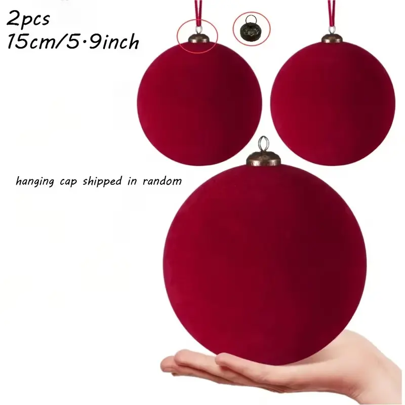 2-Pack 15cm Plush Christmas Balls, Festive Hanging Decorations, Ideal for Christmas Tree, Home, Wedding, Party Decorations, Ornament
