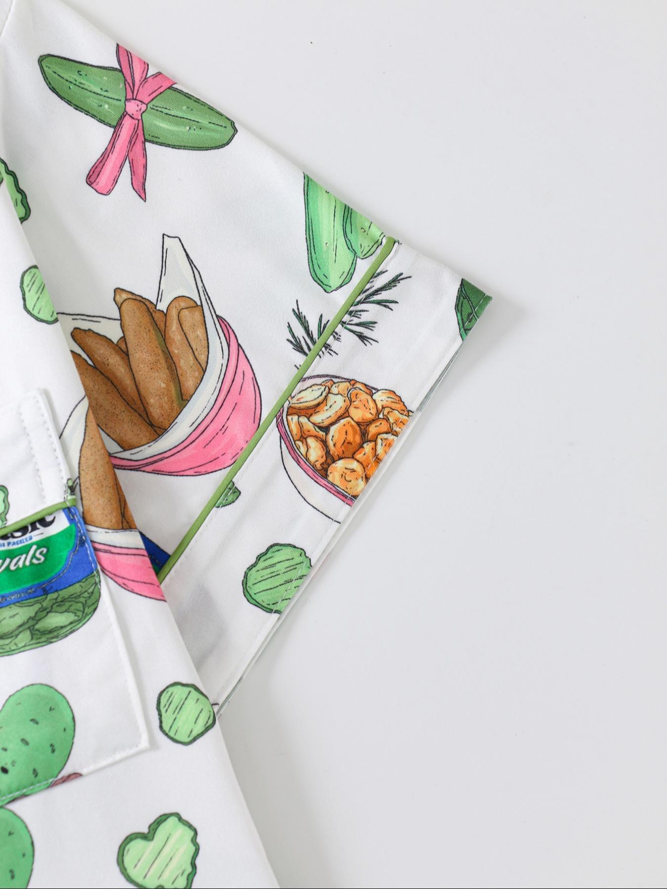 2-Piece Vegetable Print Women's Pajama Set, Button-Up Short Sleeve Top and Comfortable Shorts, Elegant Sleepwear for All Seasons