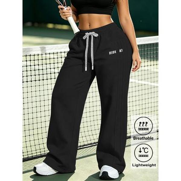 Women's wide leg sweatpants, soft loose lounge fit with drawstring waist, lightweight breathable, your go-to casual pants for indoor & outdoor days