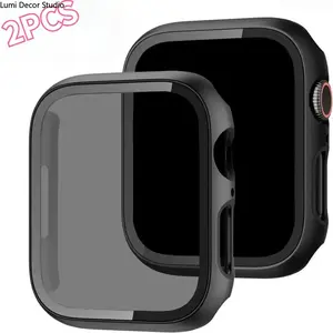 2 Pack Privacy Watch Case Compatible with Series and Ultra Models, Built In Tempered Glass Protector Featuring Full Coverage Protection and Anti Peek Design