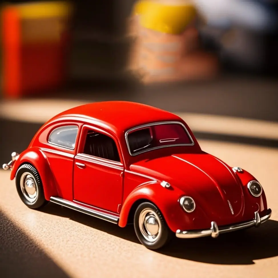 1PC 1:38 Scale Die-Cast Metal Car Model/Classic Retro Red/Openable Doors & Windows/Collectible Toy Car with Visible Interior/Perfect/Birthday, Desktop Decor, Birthday Gift