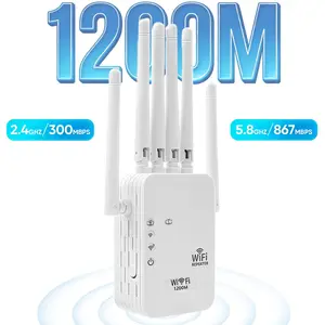 WiFi Extender 1200Mbps Dual Band Signal Booster & Repeater, 2.4/5GHz WiFi Range Extender, 12000 sq.ft Coverage, Ethernet Port, Supports 100 Devices, Ideal for Home, Office, Apartment