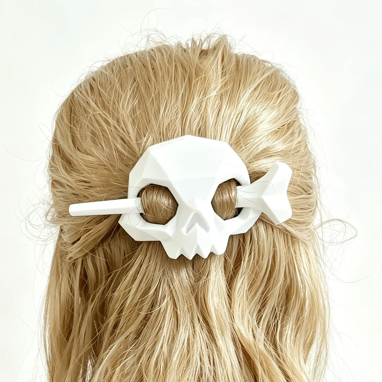 3D Printed Skull Hair Clip, Gothic Skull Barrette, Spooky Hair Accessory, Halloween Party Cosplay Hairstyle Decor, Hair Barrettes, 1pcs