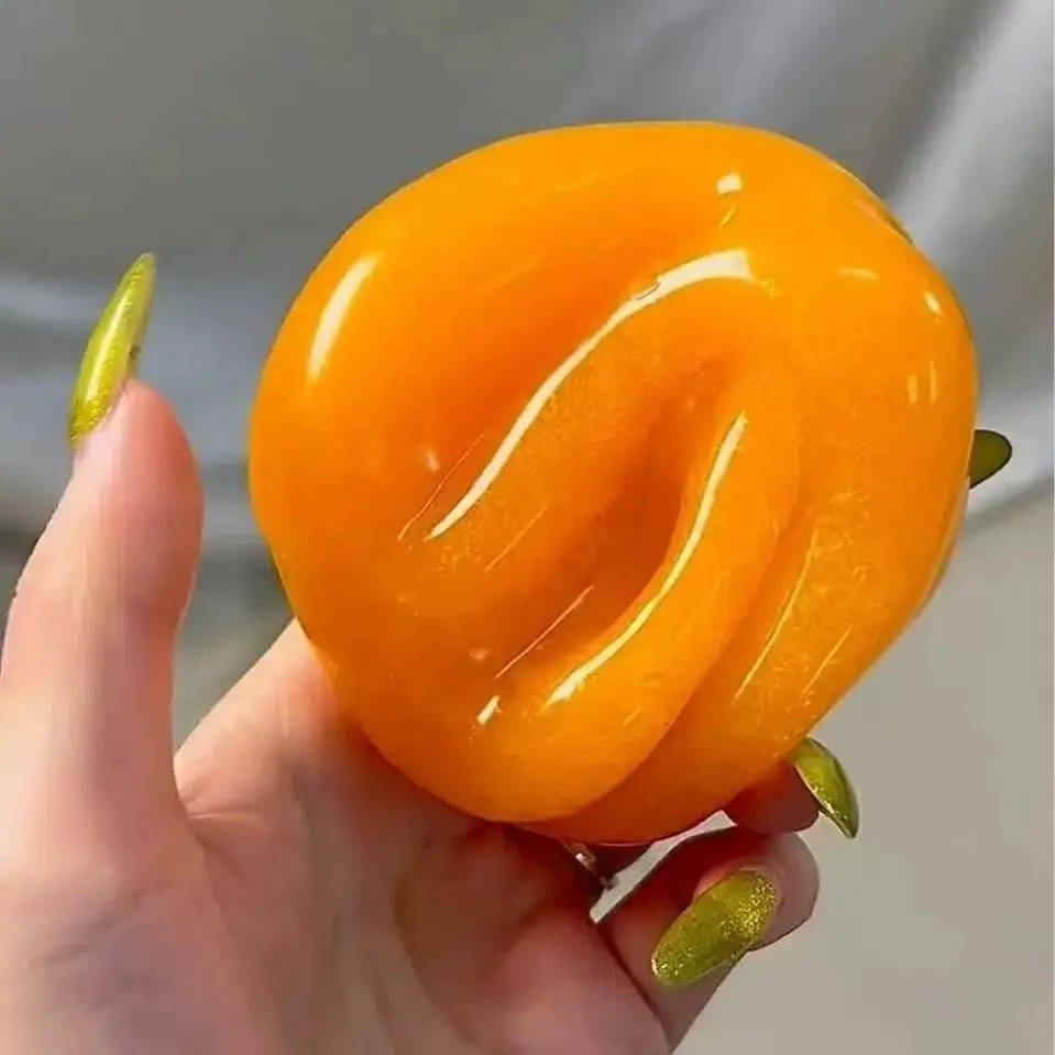 Orange Slush Ball - Moldable, Soft and Stretchable Stress Relief Ball, Fun and Adorable Food-Themed Stress Relievers, Trendy Hobby Collectibles, Creative Gifts for All Toy Enthusiasts