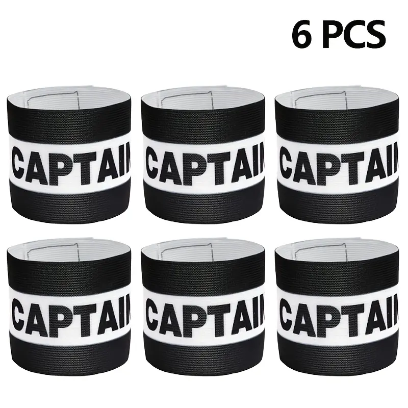 [6 pieces] Durable captain's armband, with letters CAPTAIN armband, adjustable size, convenient and accurate positioning of the captain's position, suitable for all kinds of training games, the best football partner accessories