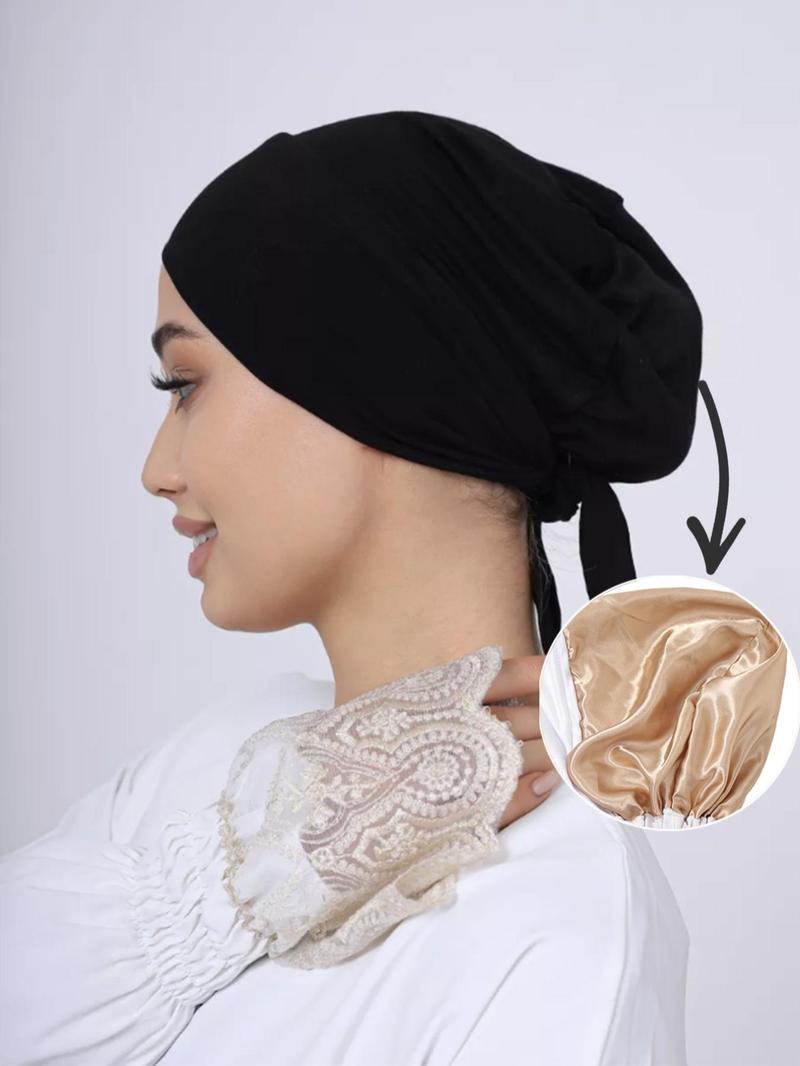 Solid Color Hijab Underscarves, Breathable Comfortable Hijab Undercap, Women's Modest Islamic Clothing Accessories for Daily Wear