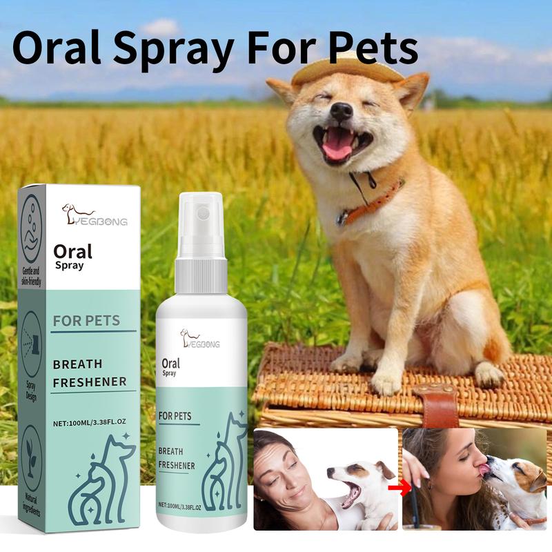Pet Mint Flavor Fresh Breath Spray, Oral Care for Dogs & Cats, Eliminate Bad Odor, Dental Hygiene Solution, Essential Pet Grooming Tool