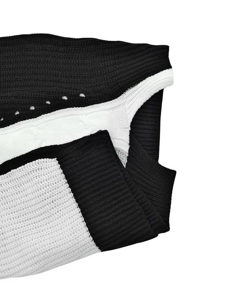 Women's Patchwork Sweater Pullover without Bottom, Casual Long Sleeve Jumper for Fall & Winter, Fashion Ladies' Knitwear for Daily Wear