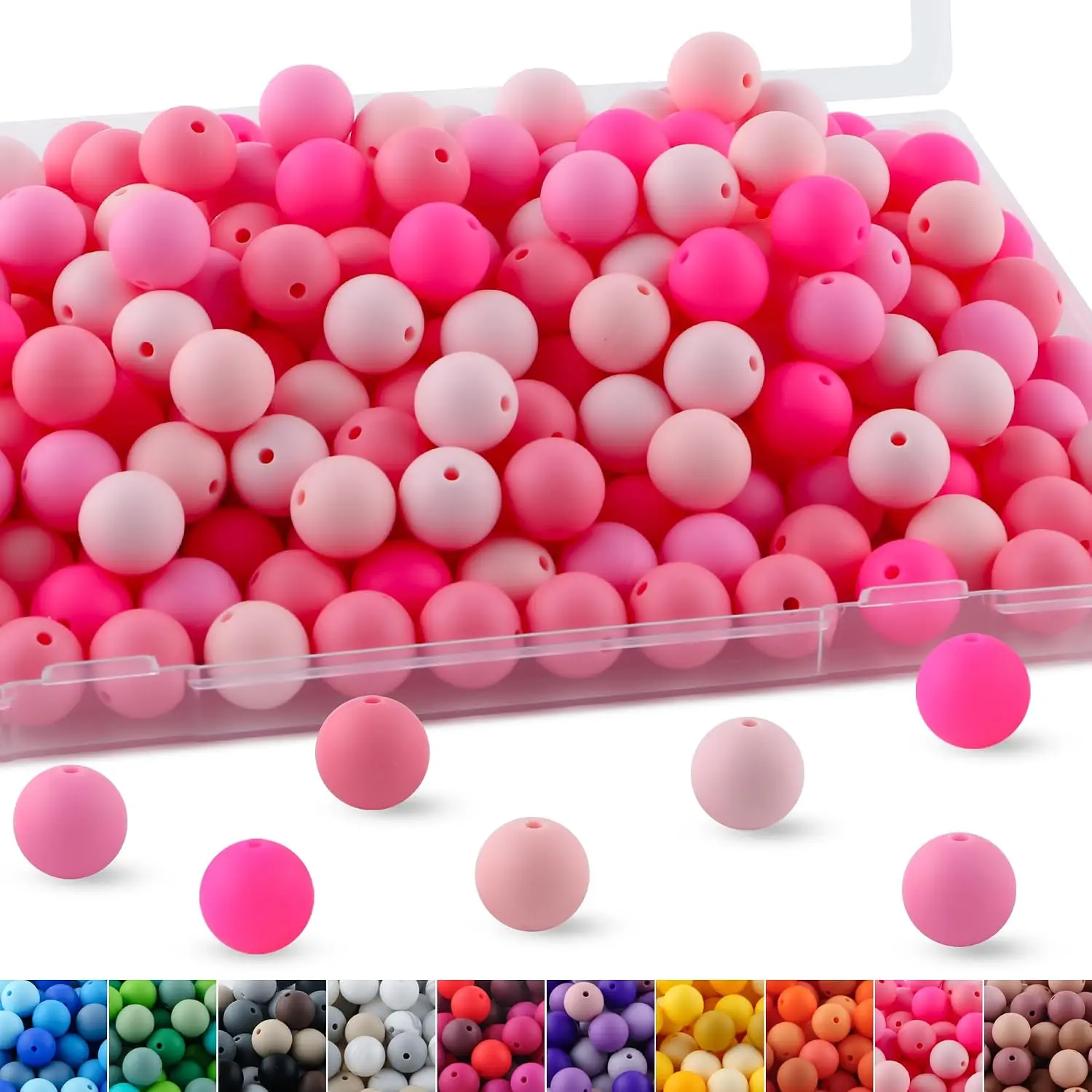 Unisex Synthetic Round Beads, 150-Count 15mm Mix Color Beads for Pen Making and Bracelet Crafting Projects