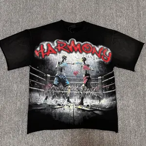 HARMONY Skeleton Boxing Match Graphic T-Shirt, Black Oversized Sports Streetwear Tee, boxing graphic tee, 90s graphic tees, trendy t-shirts, Festival Outfit, Summer Outfit