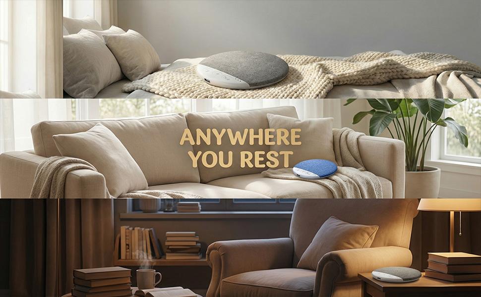 Under the Pillow Speaker |   Mini Bone Conduction Wireless Sleep Assist with Stereo Bass, White Noise, Volume Control, TF Card Support and Auto-off for Deep Sleep (blue)