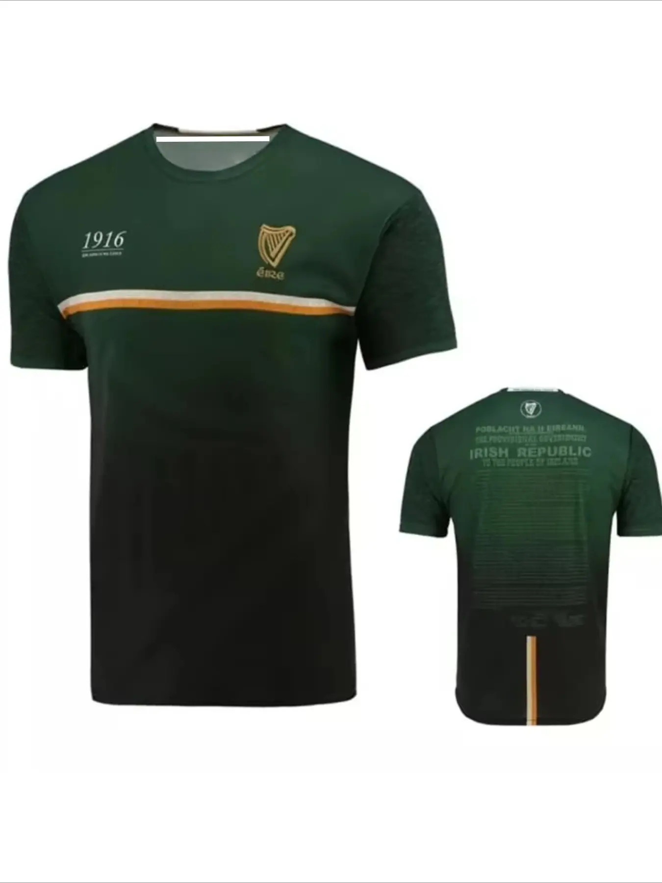 Men's 1916 Memorial Jersey, 3D Printed Soccer T-Shirt, Collins Memorial, Irish Men's Short Sleeve, High-Quality Top, Casual Long Jersey
