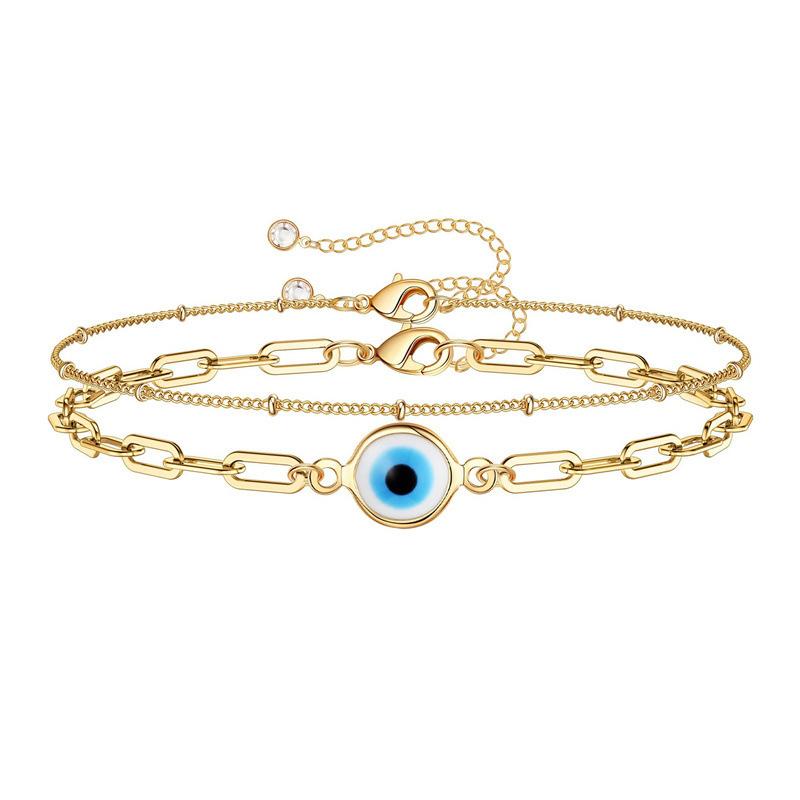 Fashion Turkish Evil Eye Gold Color Bracelet For Women Men Handmade Zircon Waist Chains Set Good Luck Party Jewelry Trendy Gift