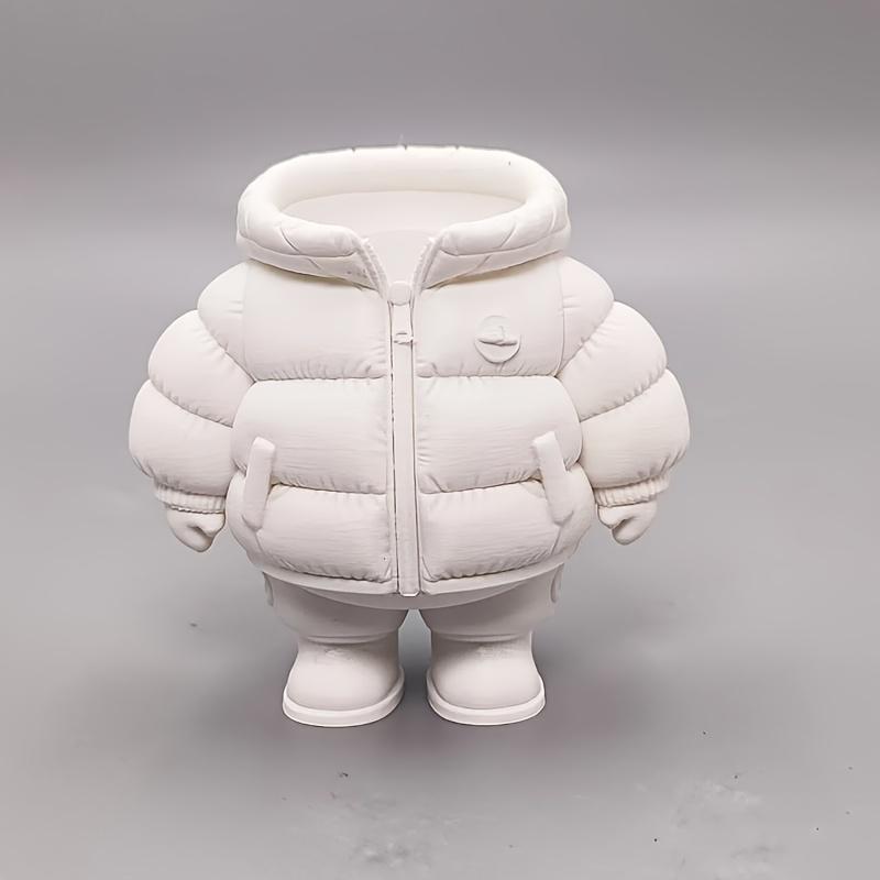 3D Printed Down Jacket Desk Organizer, Pencil Holder, Dried Flower Vase, Realistic Fun Design, Adds Atmosphere to Your Desk