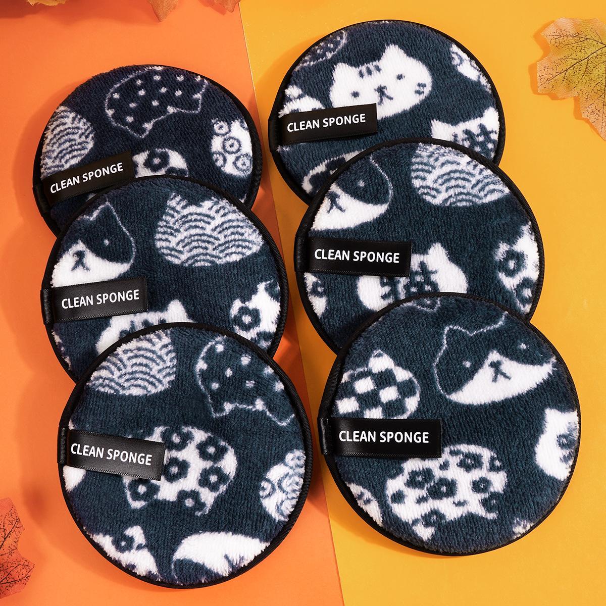 Makeup Remover Powder Puff, 6 Counts/set Reusable & Washable Makeup Remover Puff, Facial Cleansing Puff, Facial Skin Care Tool for Women