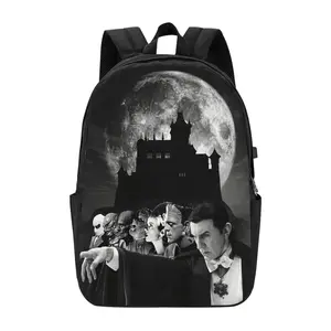 Classic Universal Horror Monsters Backpack Fashion Travel Backpack Laptop Backpack 17 Inch External Usb Interface Headphone Line Interface