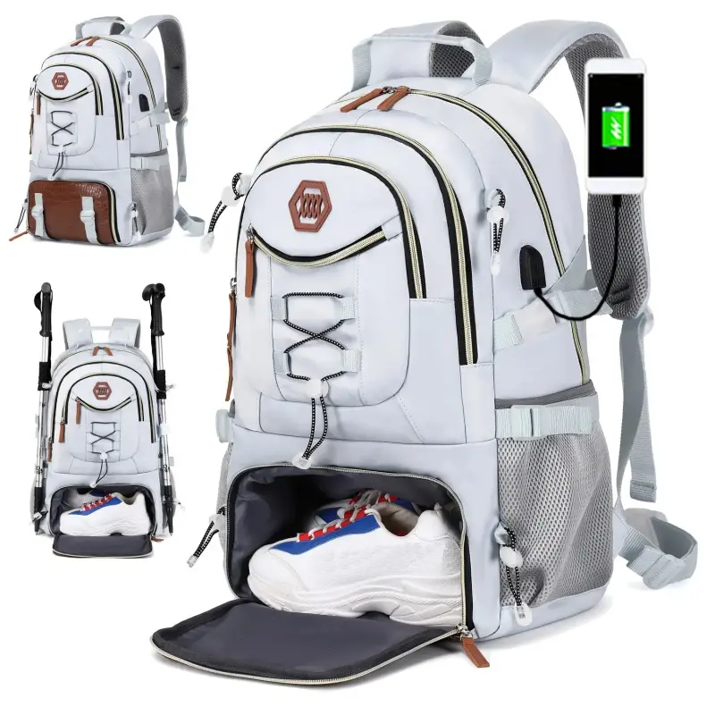 Outdoor Travel Backpack With Large Capacity For Sports Camping, Suitable For Men And Women With 17-inch Laptop Compartment Traveling Bag