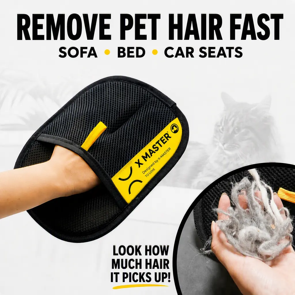 Pet Hair Remover Glove - Electrostatic Pet Hair Removal Mitt for Dogs & Cats, Reusable Lint Roller Alternative for Couch, Sofa, Bed, Car Seats
