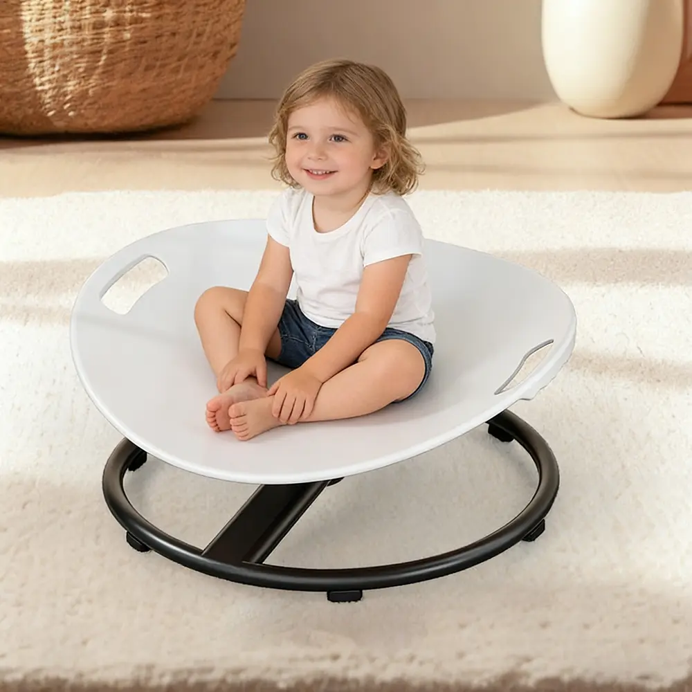 Rotating Chair, Sensory Spin Seat for Autistic Kids, Anti-Slip Metal Base, Round Toddler Swivel Seating, Balance Training