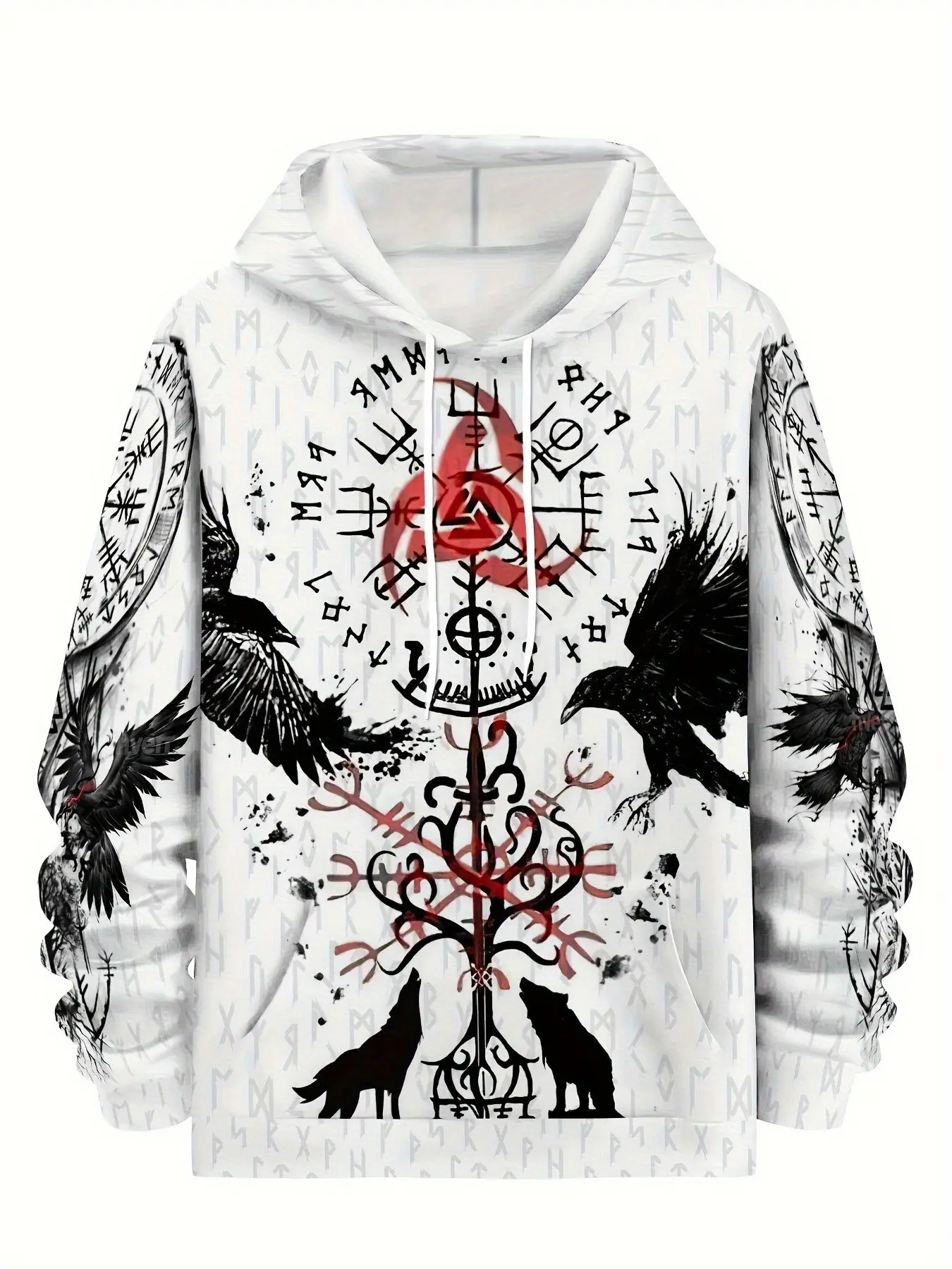 Ace Pattern Hooded Sweatshirt, 3D Print Design, Unisex Casual Pullover, Loose Fit, Fall & Winter Outerwear