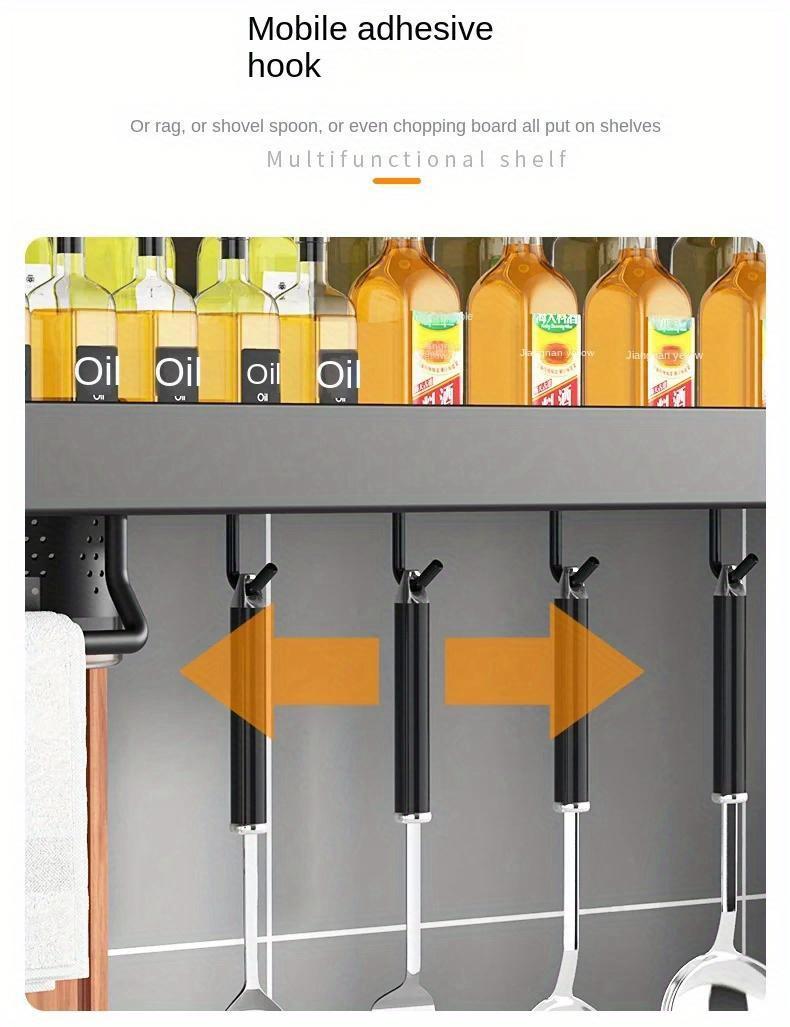 Double-layer Kitchen Spice Knife Storage Rack For Home Storage Decoration 7.68 inches width Wall-mounted Multifunctional Holder Punching-free Storage Organizer With Chopsticks Towel Rail and Utensil Hook Double-layer Kitchen Spice Knife Storage Rack For Home Storage Decoration 7.68 inches width Wall-mounted Multifunctional Holder Punching-free Storage Organizer With Chopsticks Towel Rail and Utensil Hook