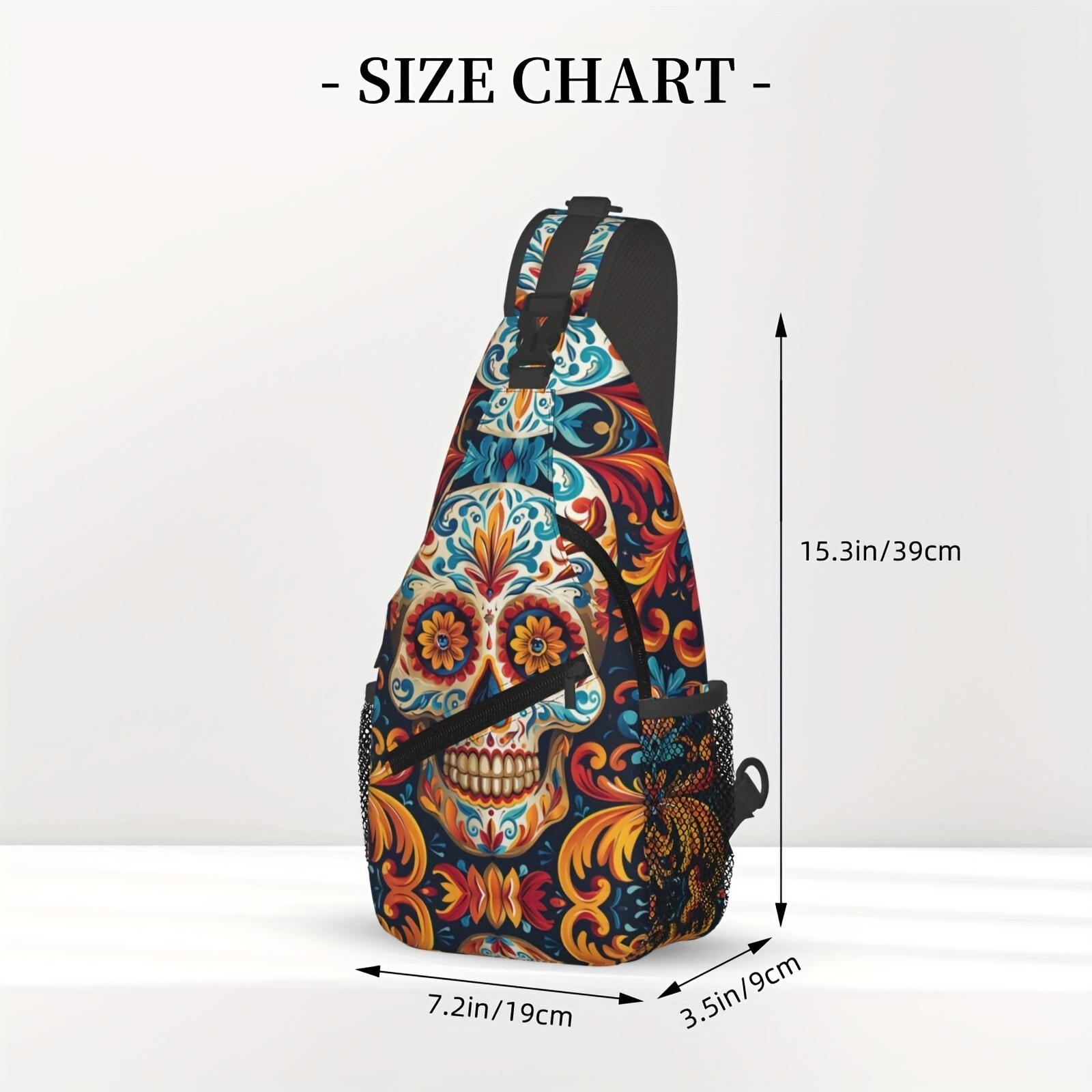 Crossbody Chest  Hiking  Gothic Sugar Skull Shoulder  Folding Large Capacity Fashion Durable Can Be Used For Shopping, Work, Beach  Fishing  Halloween Travel Accessories Must Have  For School Back Christmas Gifts bag backpack