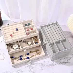 Three - Layer Acrylic Transparent Jewelry Display Box Storage Case for Earrings Necklaces Bracelets Rings