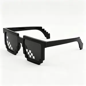 Mosaic Pixel Rectangle Glasses, Barcode Lens Novelty Eyewear for Parties, Festivals, Photo Props, Gatherings & Fun Costume Looks