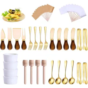 Charcuterie Boards Accessories(29 PCS) Cheese Spreaders for Charcuterie Board Mini Serving Spoon Fork Tongs Blank Toothpick Flags Bowl