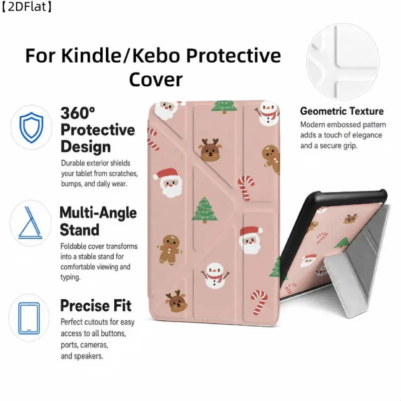 For Kindle/Kobo/Tolino Case, with stand Santa Gingerbread Tree Candy Snowman for New Kindle 11Th 2019, for Kindle 11th Generation Case for Kindle 11Th (2022/2024), 6-Inch, 7-Inch Kindle Paperwhite 12Th Generation 2024 Vision Color (2024) /Vision 6 (2021）/