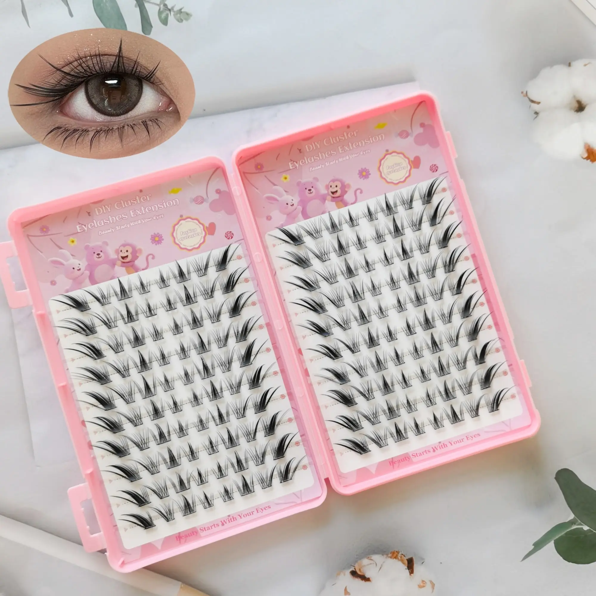 Directly Applied False Eyelashes, 160pcs Dense Volume False Eyelashes, Easy to Adjust, Self-Adhesive, Vivid Makeup Enhancement