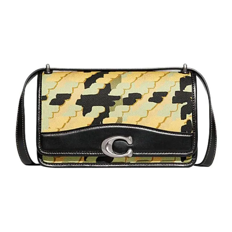 COACH Bandit 24 Buckle-Clasp Multi-Function Crossbody Bag for Women – Leather and Fabric Blend in Yellow and Black