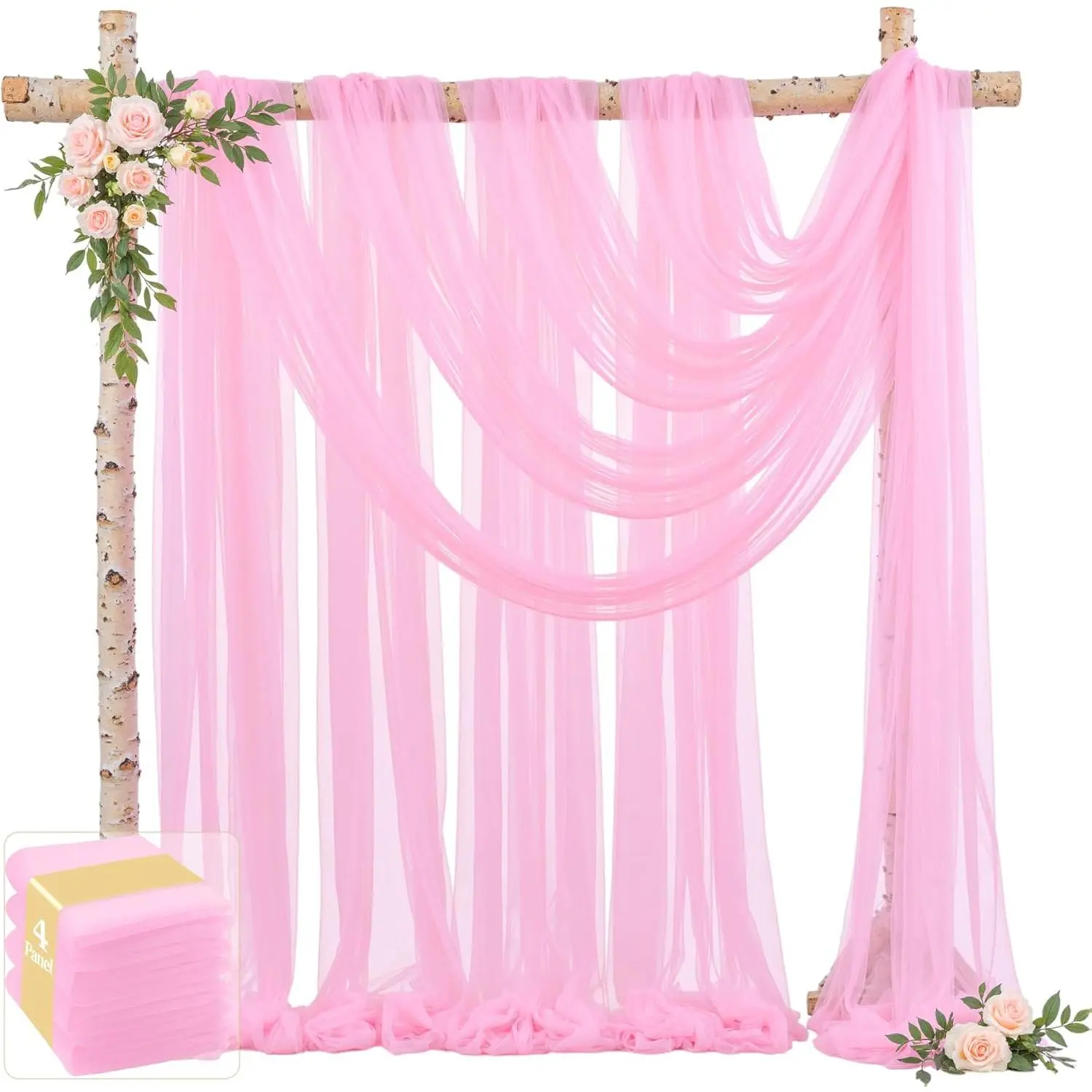 4 Panels  Wedding Arch Draping Fabric 30" x 19ft Wedding Drapes Tulle Drapes for Backdrop Sheer Fabric Backdrop Draping Decorations  Drop Curtains for Reception Ceremony Party