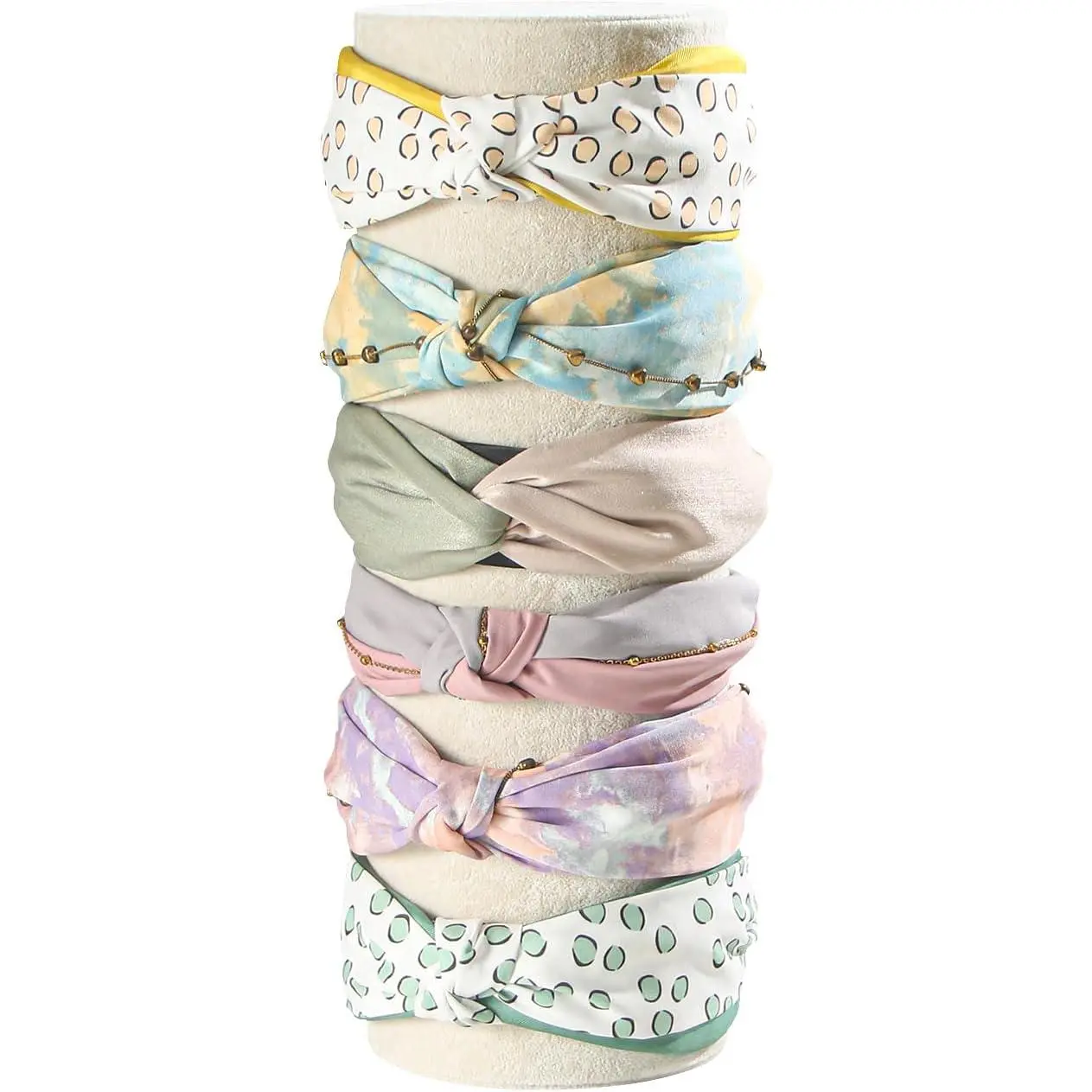Vertical Beige Headband Holder Organizer, Headband Organizer Display Stand,Hairband Storage Tower for Women Girls (beige velvet),makeup,cosmetic,stackable,cup,multifunctional,pantry,unit,,shoe,rack,small,two,tier,dish,countertop,tall