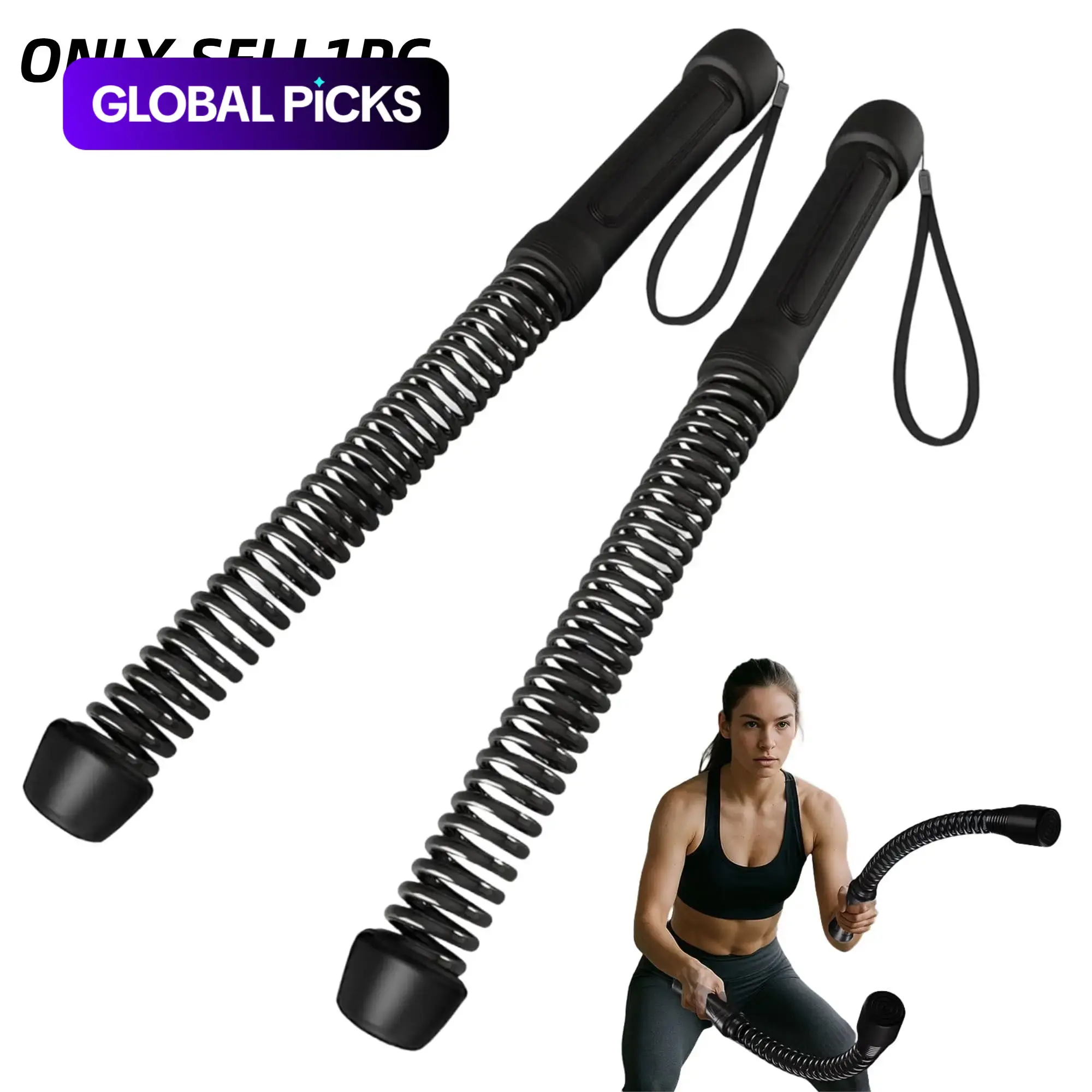 Soft Silicone Non-Slip Handle, Cordless Training Equipment, Wireless Rope Training Device, Home Gym Explosive Power Trainer, Battle Rope Rod, Home Workout Equipment Exercise #GLOBAL PICKS