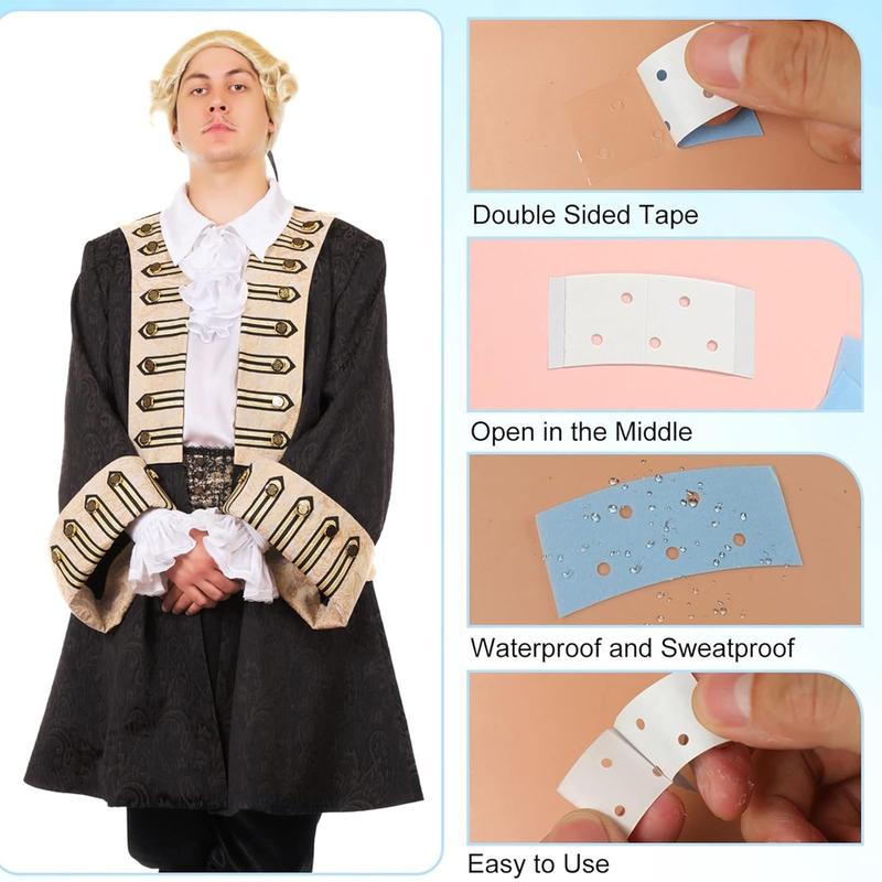 Wig Tape Strips Waterproof Double-Sided Wig Tape for Lace Wig Blue Adhesive Tape for Wigs Toupees Hair Pieces and Hair Extension Toupees Strong Hold Extra Bold Ultra Clear Hair Tape with Hole