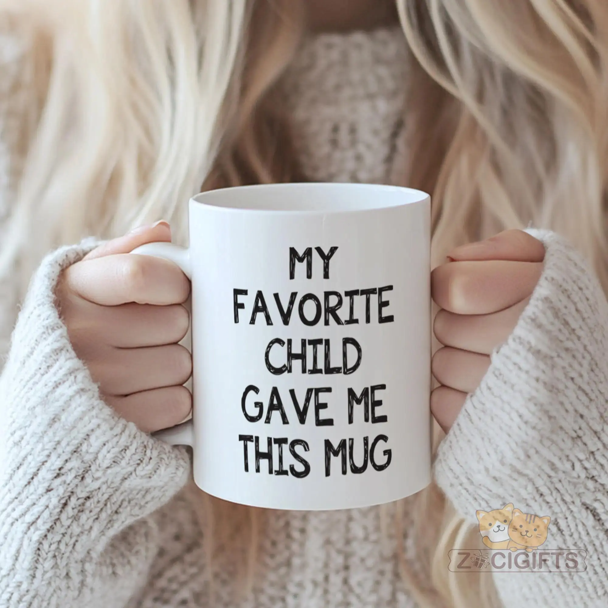 My Favorite Child Gave Me This Mug - Heartwarming White Ceramic Coffee Cup with Bold Black Text, Perfect Mother's Day Gift from Daughter or Son, Ideal for Mom, Parents & Family Appreciation, Ceramic Mugs, Ceramic Cups